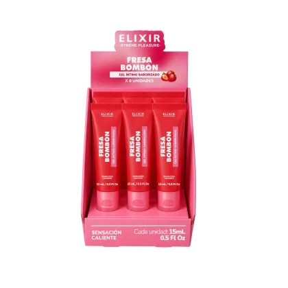 Lubricante Saborizado Fresa Bombon Elixir - Tamaño: Caja x6(15ml)