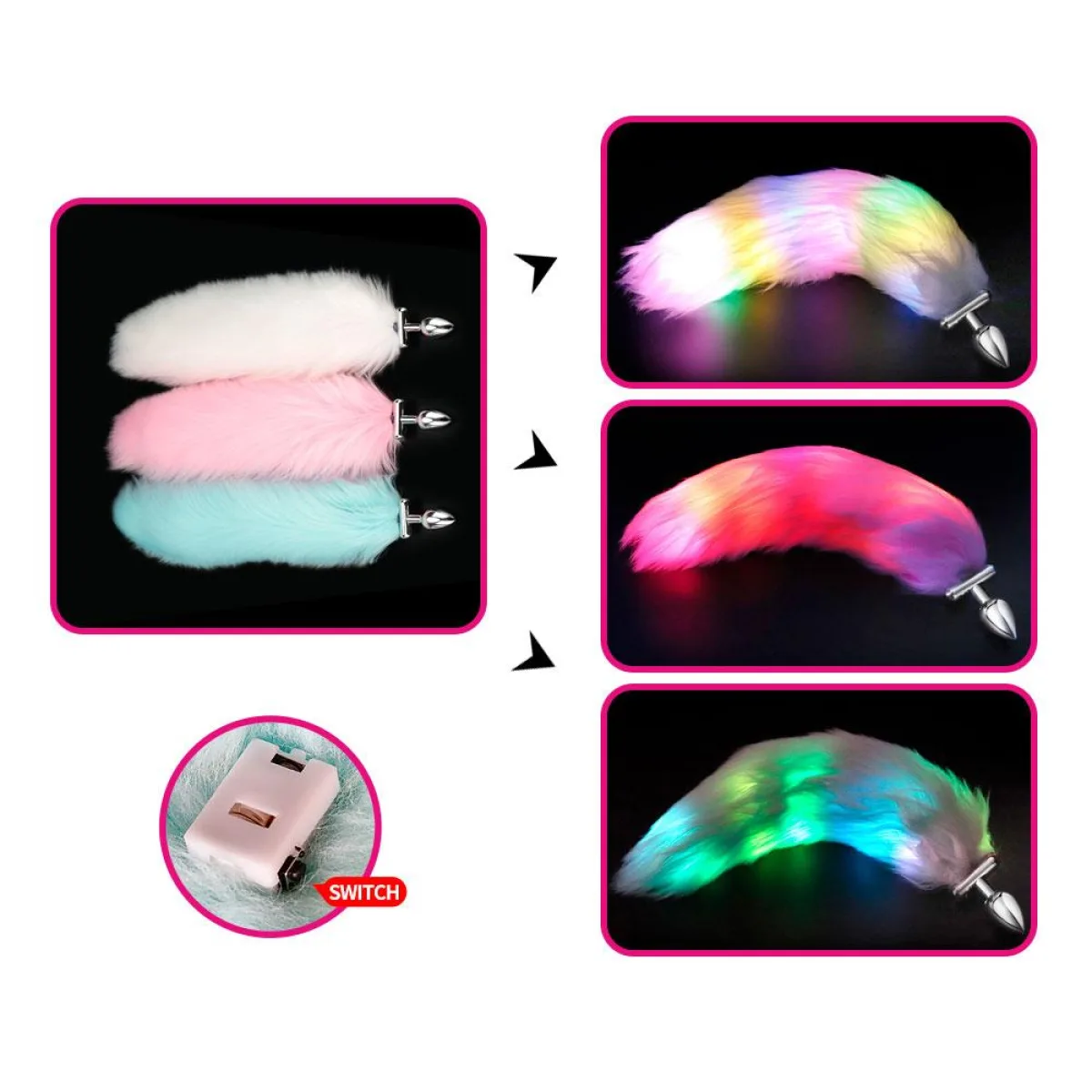 Plug Anal con Cola Luminosa Dexter Camtoyz Plug Anal con Cola Luminosa Dexter Camtoyz